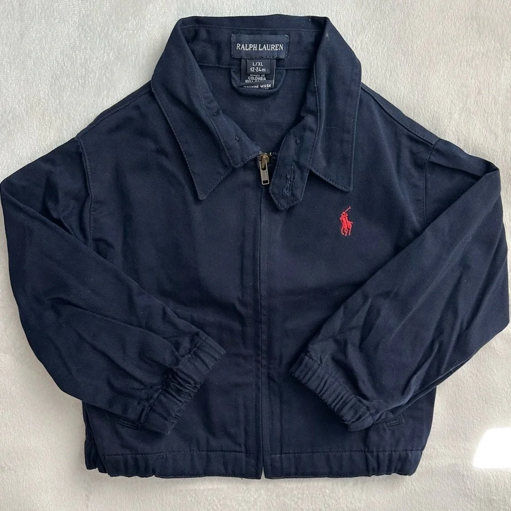 Vintage Ralph Lauren Navy Blue Baby Boys Cotton Lightweight Jacket 12-24M Infant